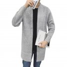 3 Colors Men Solid Color Knitted Sweater Long Cardigan Jacket Autumn Winter Male Fashion Casual Knit