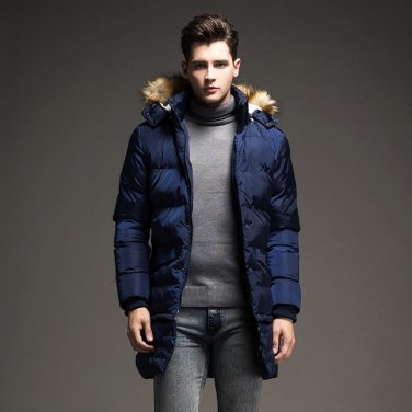 2017 Envmenst Brand Design New Long Winter Down Jacket Men Fur Hood Coat Fashion Warm Thick Detachab