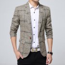 Blazer men 2017 Spring Autumn New Mens knitting Plaid Suit Fashion Single Button Casual Silm Social 