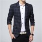 Blazer men 2017 Spring Autumn New Mens knitting Plaid Suit Fashion Single Button Casual Silm Social 
