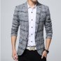 Blazer men 2017 Spring Autumn New Mens knitting Plaid Suit Fashion Single Button Casual Silm Social 