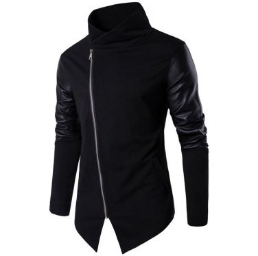 2017 New Stand Collar Men Sweatercoat Autumn Slim Spliced Knitting Sweater Men clothing Europe and A