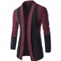 2017 Spring Corea No buttons lapel slim fit Cardigan Men\'s Long sleeve knitted Sweater patchwork St