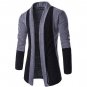 2017 Spring Corea No buttons lapel slim fit Cardigan Men\'s Long sleeve knitted Sweater patchwork St