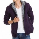 2017 Men Winter XXL Thick Velvet Cotton Hooded Fur Jacket Men Winter Padded Knitted Casual Sweater C