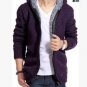 2017 Men Winter XXL Thick Velvet Cotton Hooded Fur Jacket Men Winter Padded Knitted Casual Sweater C