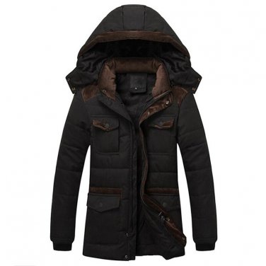 Winter Jacket Men Thicken Warm Outwear Overcoat Plus Velvet Cotton Long Coats Mens Hat Detachable Ja