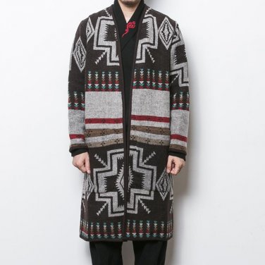 Winter autumn men trench coat thicken knitted cardigan long outwear male fashion pattern woolen caus