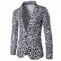 Fashion Chic Jacket Men One Button Suit Coat 2017 Casual Slim Fit Leopard Printed Male Party Stage W
