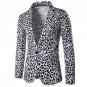 Fashion Chic Jacket Men One Button Suit Coat 2017 Casual Slim Fit Leopard Printed Male Party Stage W