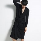 Men\'s Novelty Fashion Sexy Long Trench Coat Slim Fit Unique Gothic Black Leisure Wear Multiple Ways
