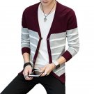 New 2017 Casaul Men Sweater Patchwork Striped Cardigan Coat Male Soft V Neck Slim Fit Mens Knitted S