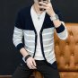 New 2017 Casaul Men Sweater Patchwork Striped Cardigan Coat Male Soft V Neck Slim Fit Mens Knitted S