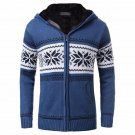 Free shipping Men 2017 Fleece Hooded Knitting Sweaters Christmas Snowflake Thick Zipper Cardigans Ho