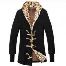 Free Shipping Plus Size XXL New 2013 Korean Fashion Slim Men Leopard Long Cotton Trench Coat Thicken