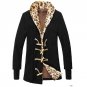 Free Shipping Plus Size XXL New 2013 Korean Fashion Slim Men Leopard Long Cotton Trench Coat Thicken