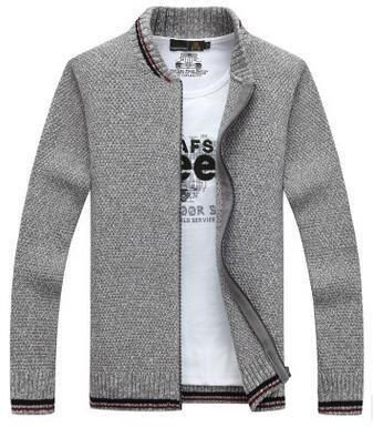 New Men\'s Sweaters Winter Warm Sweater coat Zipper Collar Casual Cardigan Men Solid Color Knitwear 