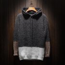 Autumn and winter Knitted hooded Jacket coat men patchwork Hooded sweater stitching male warm sweate