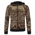 Mens Casual Leopard Hooded Jacket 2016 New Arrivals Fashion Zipper Overcoat Homens Hooded Clothing F