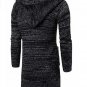Gresanhevic New Mens Long Sleeve Hooded One Button Casual Knitted Trench Coat Jumper Sweater