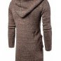 Gresanhevic New Mens Long Sleeve Hooded One Button Casual Knitted Trench Coat Jumper Sweater