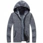 New Men Leisure Fashion Cardigan Fall Winter Plus Velvet Thickening Hooded Cardigan Sweater Warm kni