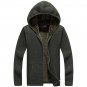 New Men Leisure Fashion Cardigan Fall Winter Plus Velvet Thickening Hooded Cardigan Sweater Warm kni