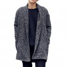 Autumn Men\'s knitted Trench Coat Male Open sweater Jacket Korean Style Fashion Mens long sleeve Jac