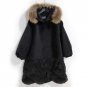 [EAM] 2017 winter Fashion New composite Velvet Split Joint Lotus Leaf Edge Hem Long Hooded Loose Coa