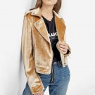 2018 New Fashion Women Slim Fit Khaki Velvet Jackets and Coats Ladies Autumn Winter Motorcycle Biker