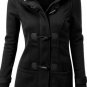Autumn Hooded Horn Button Coat Plus velvet Women Winter Parkas Grey Outwear New Fashion Long Women O