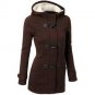 Autumn Hooded Horn Button Coat Plus velvet Women Winter Parkas Grey Outwear New Fashion Long Women O