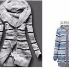 2018 New Winter Women Print Knitted Long Velvet Hooded Outwear Casual Warm Thick Wool Coat