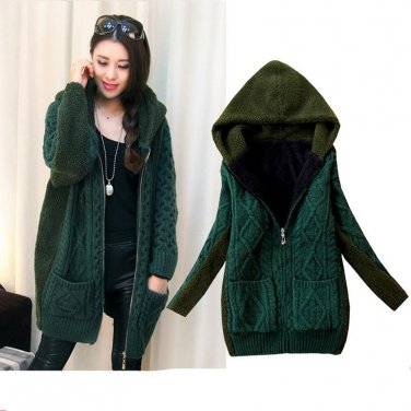 Hooded Abrigos Mujer Winter Coat Cashmere Cardigans Loose Sweater Cardigan Plus Thick Velvet Overcoa