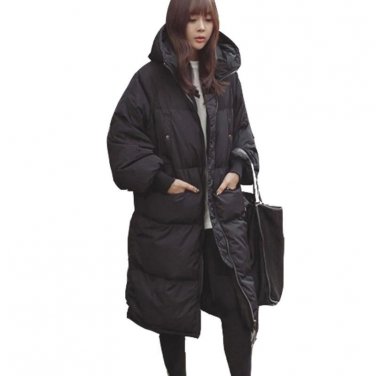 Winter Jacket Women Cotton Padded Coats Slim Velvet Thickening Outwear Hooded Warm Long Parka Coat  