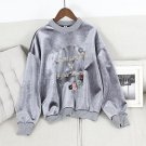 Autumn Winter Students Vintage Velvet Hoodie Women Long Sleeve Embroidery 3D Folwer Decoration Loose
