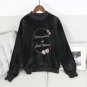 Autumn Winter Students Vintage Velvet Hoodie Women Long Sleeve Embroidery 3D Folwer Decoration Loose