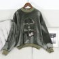 Autumn Winter Students Vintage Velvet Hoodie Women Long Sleeve Embroidery 3D Folwer Decoration Loose