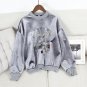 Autumn Winter Students Vintage Velvet Hoodie Women Long Sleeve Embroidery 3D Folwer Decoration Loose