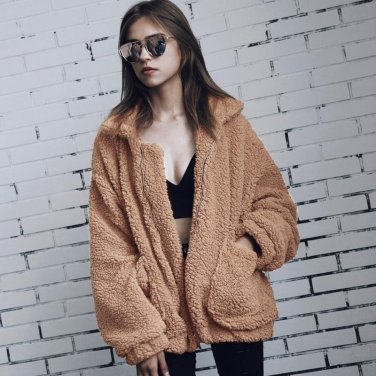 winter new style fashionable winds romantic jacket dark camel warm plus plush women jacket