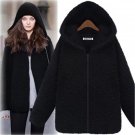 Winter Womens Long Sleeve Faux Fur Jacket Hooded Coat 2017 Female Black England Style Thick Wide-Wai
