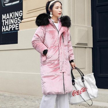 New Winter Cotton-Padded Jackets and Coats Korean Fashion Women\'s Casual Hooded Velvet Thick Warm P