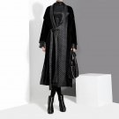 SuperAen Europe Warm Trench Coat for Women Wild Loose Velvet Stitching Leather Women Long Coat Winte