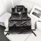 2017 Women Winter Short Vest Coats Lady Thick Velvet Vest Padded Coat Jacket Lace Up Waist Waistcoat