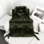 2017 Women Winter Short Vest Coats Lady Thick Velvet Vest Padded Coat Jacket Lace Up Waist Waistcoat