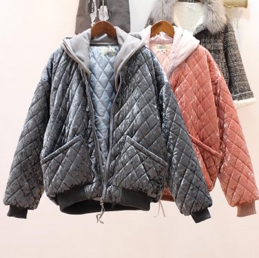 Winter Student Short Baseball Uniform Cotton Padded Coat 2018 New Women\'s Hooded Velvet Jacket Warm