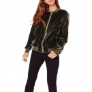 Winter Autumn Fashion Women Velvet Bomber Jacket Warm Vintage Zipper Biker Stylish Coat Black S-XL 2