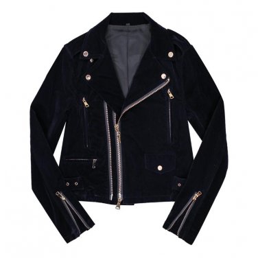 HIGH QUALITY New Fashion 2017 Winter Designer Jacket Women\'s Long Sleeve Double Zippers Velvet Jack