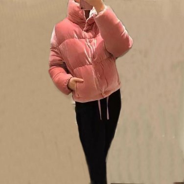 Mengpipi High-end Velvet Winter Coat Women Button Parka Thicken Jacket Casaco Feminino Mandain Colla