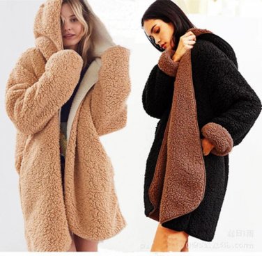 Mengpipi 2017 Winter  Jacket Women Thick Plus Loose Double Velvet Hooded Coat Abrigo Mujer Casaco Fe